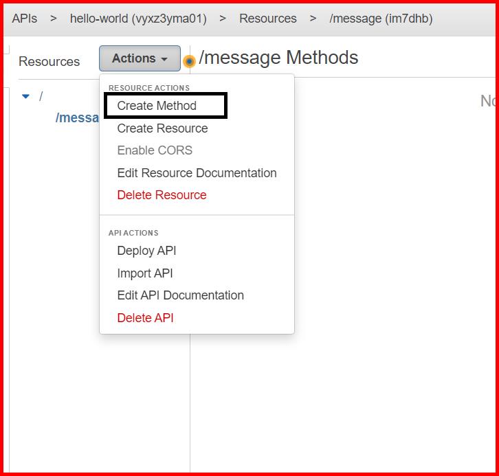 Picture showing the Create Method menu for creating the new method